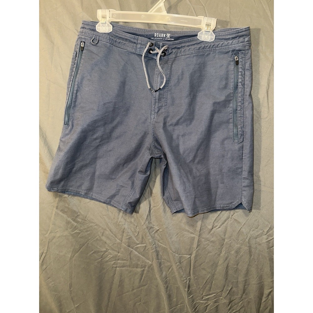Roark Shorts Mens Size 34 Blue Layover Trail Shorts Zipper Pockets